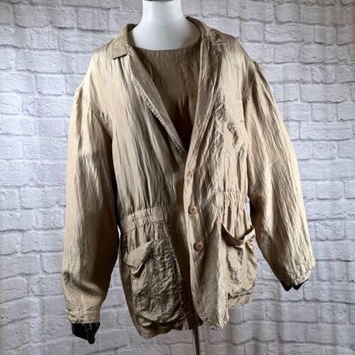 Vintage Gene Ewing Seda Botón-para Arriba Chaqueta &amp; Camisa Set Mujer Pe... - $41.57