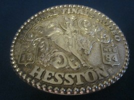 Vintage Metal Belt Buckle National Finals Rodeo 1984 Hesston [j10a] - £6.13 GBP