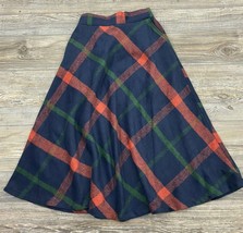 Tanming Skirt XS Fleece Slip Lined Multicolor Plaid Wool Blend Elastic W... - $23.76