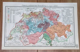 1938 Original Vintage Historical Map Of Switzerland Growth 1291-1816 - £13.45 GBP