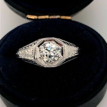 Filigree Engagement Ring 2.00Ct Round Simulated Diamond White Gold Plate... - $158.50