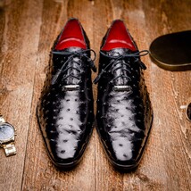 Criss Genuine Ostrich Quill Classic Dress Shoes Oxford Black image 13