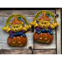Happy Halloween Bear Earrings Bear Jack O Lantern Vintage Carved Pumpkin - £10.39 GBP