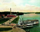 Rockford IL Water Works Park Steamer at Boat Landing Ladies Vtg Postcard - $4.17