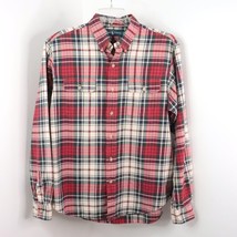 Ralph Lauren Men&#39;s L Red Multicolor Plaid Button-Down Cotton Long Sleeve... - £19.16 GBP