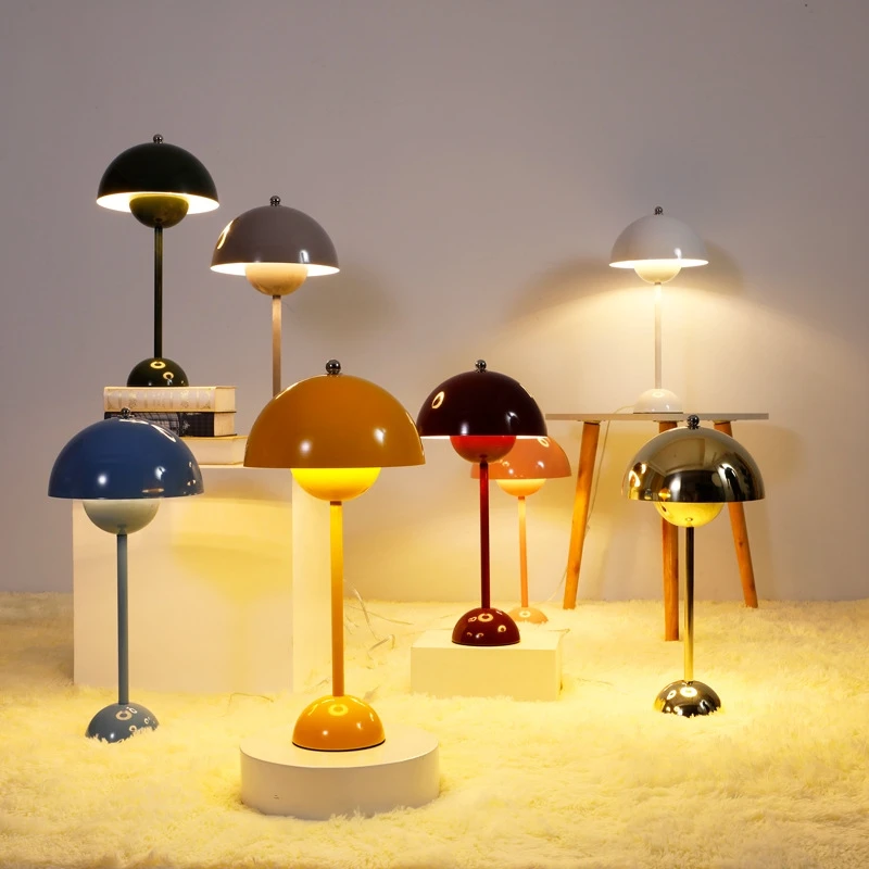 Danish Modern Mushroom Shape Macaron Table Lamp Bedroom Study LED Retro ... - £137.56 GBP+