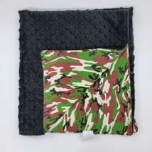 Boy Camouflage Camo Baby Blanket Green Brown Black Minky Dot Security B32 - £23.62 GBP