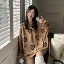 HOUZHOU Kawaii  Print Women Sweatshirt Long Sleeve Autumn Hoodies Sweet Heart Ov - £68.81 GBP