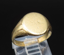 EUROPEAN 14K GOLD - Vintage Minimalist Polished Signet Ring Sz 5 - GR494 - £310.08 GBP