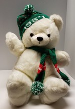 Vintage 1987 Kmart Our Christmas Teddy Bear 19&quot; Plush Toy Green Sweater ... - $15.84