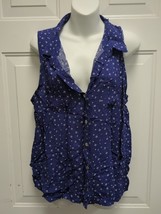 Just Living Shirt Women&#39;s Large Sleeveless Button Down Collared flowered... - $8.90