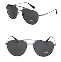 Prada PR50US Black Metal Aviator Gunmetal Sunglasses 5AV-5S0 Spr 50U Men - £171.59 GBP