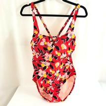 Beach Betty by Miracle Brands One Piece Swimsuit Keyhole Floral Red Size S - £15.54 GBP