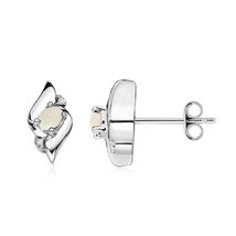 ANGARA Natural Opal and Diamond Shell Stud Earrings in Silver for Women ... - $198.55+