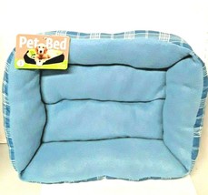  Dog Bed Small Light Blue Bed Plaid Machine washable 21&quot; x 15.7&quot; Travel Pillow - £11.23 GBP