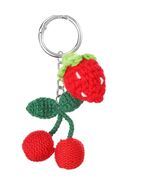 Crochet Strawberry and Cherries Bag Charm Keychain - $17.82