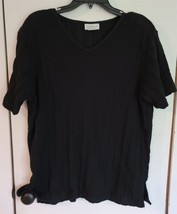 Womens Plus 18/20 Avenue Black Short Sleeve V-Neck Knit Sweater - $18.81