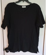 Womens Plus 18/20 Avenue Black Short Sleeve V-Neck Knit Sweater - $18.81