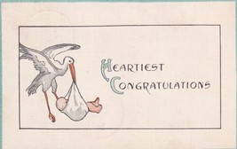 Heartiest Congratulations Stork Baby 1914 R.P.O. Postcard D19 - $2.99