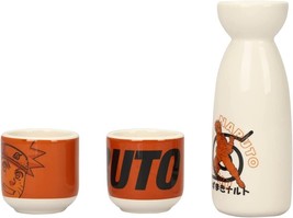 Naruto Uzumaki White And Orange 3-Piece Ceramic Sake Set With Cups Licensed NEW - £16.24 GBP
