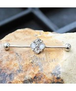 316L Stainless Steel Jeweled Flower Industrial Barbell - £13.31 GBP