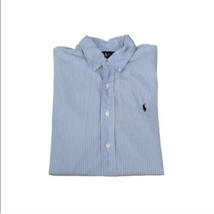 Ralph Lauren Custom Fit Button Up Shirt Mens Size Large Blue Stripes - £11.79 GBP