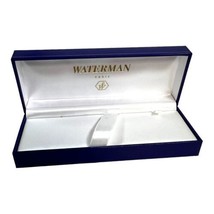 Waterman Paris EMPTY Blue &amp; Gold Writing Satin Lined Case 6.75” X 2 5/8”... - $23.36
