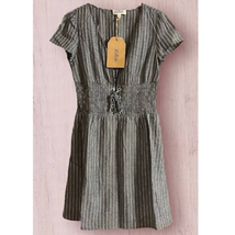 Listicle Grey/White Pinstripe Ribbed Stretch Waist Dress- Size S-NWT - £9.34 GBP