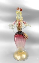 Murano MCM Art Glass Venetian Lady 12.5&quot; Tall Cranberry/Gold VTG - £100.90 GBP