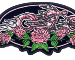 Lady Biker - Pink Bike In Flames &amp; Roses Iron On Embroidered Patch 5 &quot;x ... - $6.99