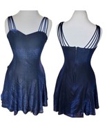 Vintage 90s Metallic Blue Strappy Mini Dress Formal 8 Hoco Prom Formal P... - $58.04