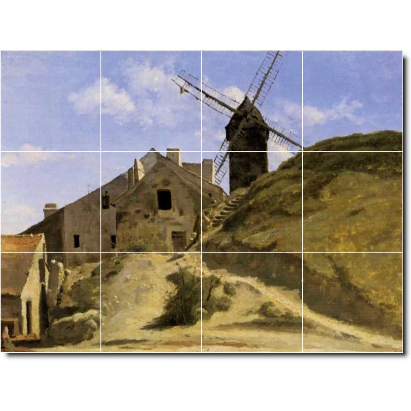 Corot jean a windmill in montmartre