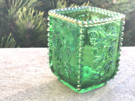 Victorian Toothpick Holder EAPG Emerald Green Panelled Grape Kokomo Glass 1900 - £38.02 GBP