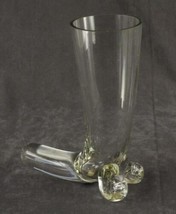 Vintage Crystal Toscany Footed Cornucopia Horn Flower Vase 7.75&quot; Tall - £16.76 GBP