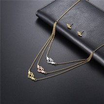 Vintage Jewelry Sets For Women Gold Color Unique Heart Earrings And Necklace Set - £11.14 GBP