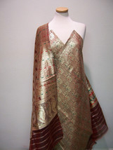 Regal Opulent Designer Coordinate Fabrics Maroon Gold Metallic Brocades + Shawl - £101.14 GBP