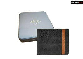 Fossil Ennis RFID Traveler Wallet Black &amp; Brown Leather w/ Metal Case SML1578001 - £45.35 GBP