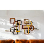 Geometric Abstract Wall Sculpture, wood and metal art by Art69 48x24, - $5,123.76 MXN