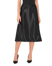 VINCE CAMUTO Women&#39;s Textured Pull-On A-Line Midi Satin Skirt Black B4HP - $37.95