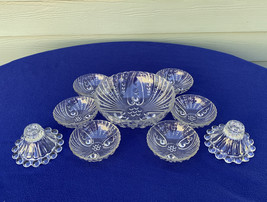 Anchor Hocking Burple berry bowl set 1 lg, 6 small + candle holders nice... - $32.66