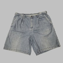 Haggar Shorts Denim Men 38 Light Wash Adjustable Elastic Waist Dual Back Pockets - $22.31