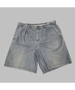 Haggar Shorts Denim Men 38 Light Wash Adjustable Elastic Waist Dual Back... - $22.31