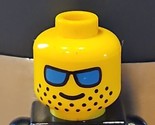 LEGO Minifigure Head Yellow Blue Sunglasses/Beard Stubble Male - £1.48 GBP