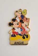 Gold Tone Walt Disney World Exclusive Personalized Key Charm ANGIE Mickey Minnie - $9.89