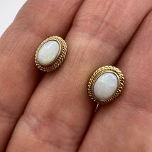 1971 Vintage Women's Jewelry Stud Earrings Gold 375 9K Opal Stone Signed... - $428.00