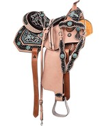 Turquois Embellished Western Horse Barrel Racing Cross Saddle With Tack ... - $348.14+