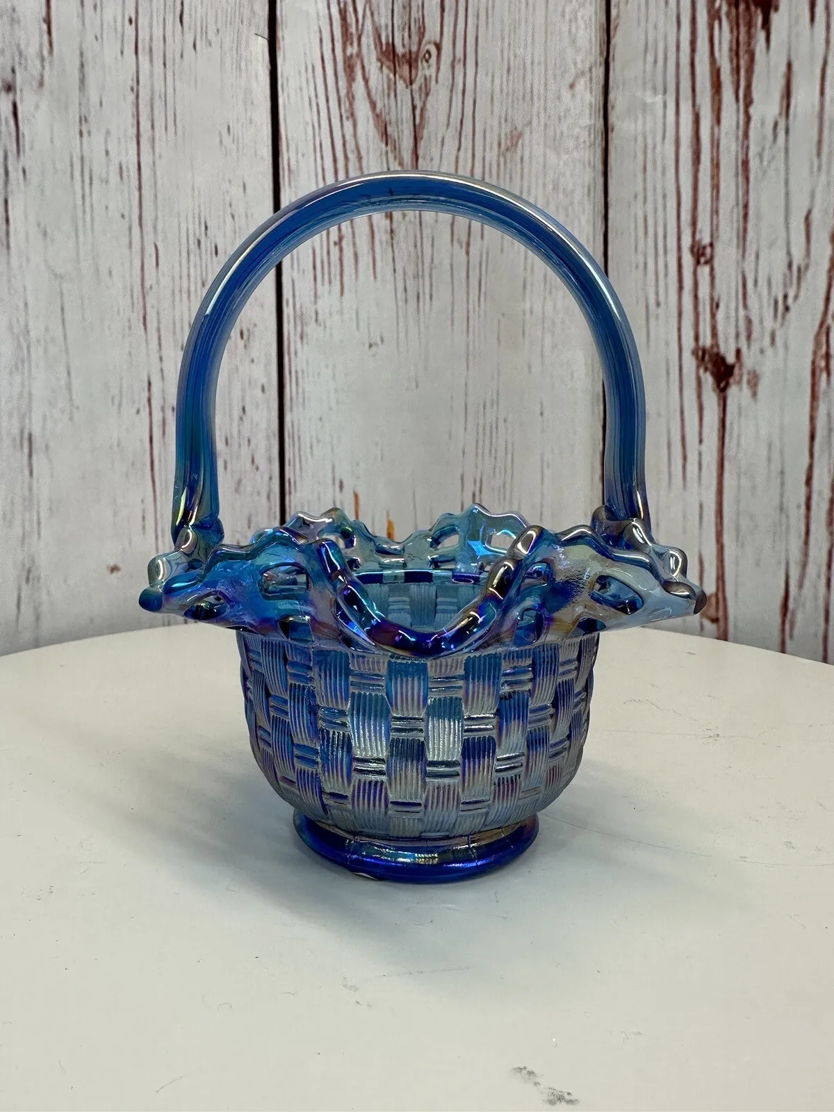 Carnival Glass 5” Small Weave Basket  - £35.66 GBP