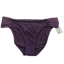 Mossimo Hipster Bikini Swim Bottom Large Purple Lace Overlay Stretch Bea... - $21.78