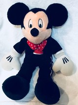 Walt Disney Valentine Mickey Mouse 18&quot; Plush Red Polka Dot Hearts Bow-Tie Tuxedo - £25.58 GBP