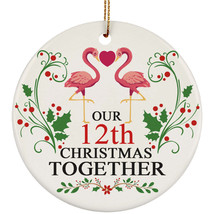 Funny Couple Flamingo Ornament Christmas Gift 12th Wedding 12 Years Anniversary - £12.45 GBP